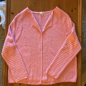 J. Jill Crochet Lightweight Sweater Size Medium Coral Pink